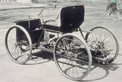 Henry Ford tests his first automobile: the Quadricycle — detail