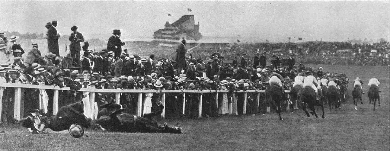 Suffragette Emily Davison disrupts the Epsom Derby