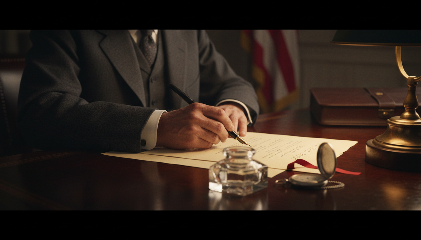 U.S. President Woodrow Wilson Signs the National Defense Act — detail